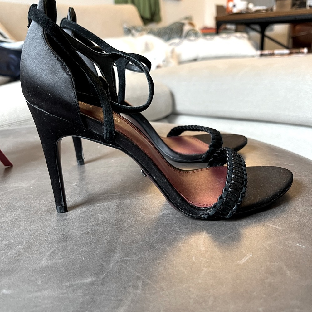 NWOT Reiss London Black Satin Stiletto Sandals